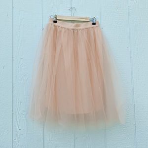 Blush Tulle Midi Skirt